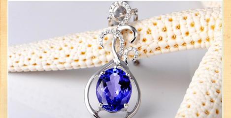 天然坦桑石18K白金钻石吊坠 女性魅力的定制珠宝艺术品