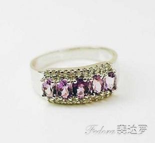 供应斐达罗品牌925银镶嵌天然紫水晶戒指，批发首选